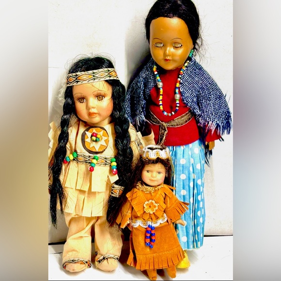 Vintage Ashley Belle Native American Indian Porcelain Dolls-Set of 3 - Picture 1 of 12